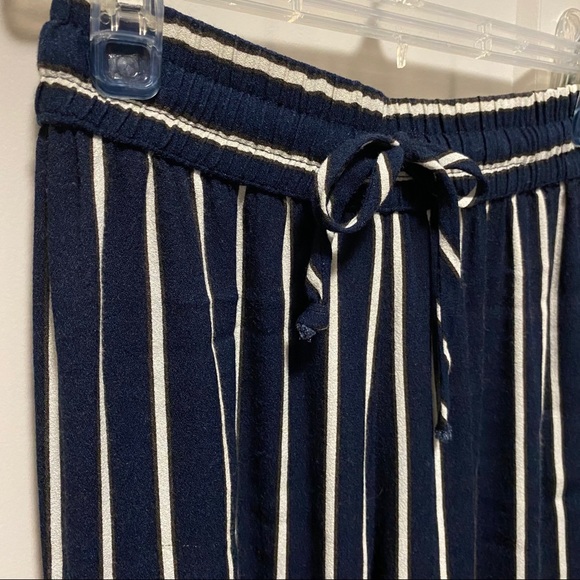 Reformation Drawstring Navy White Stripe Pant - Picture 3 of 7
